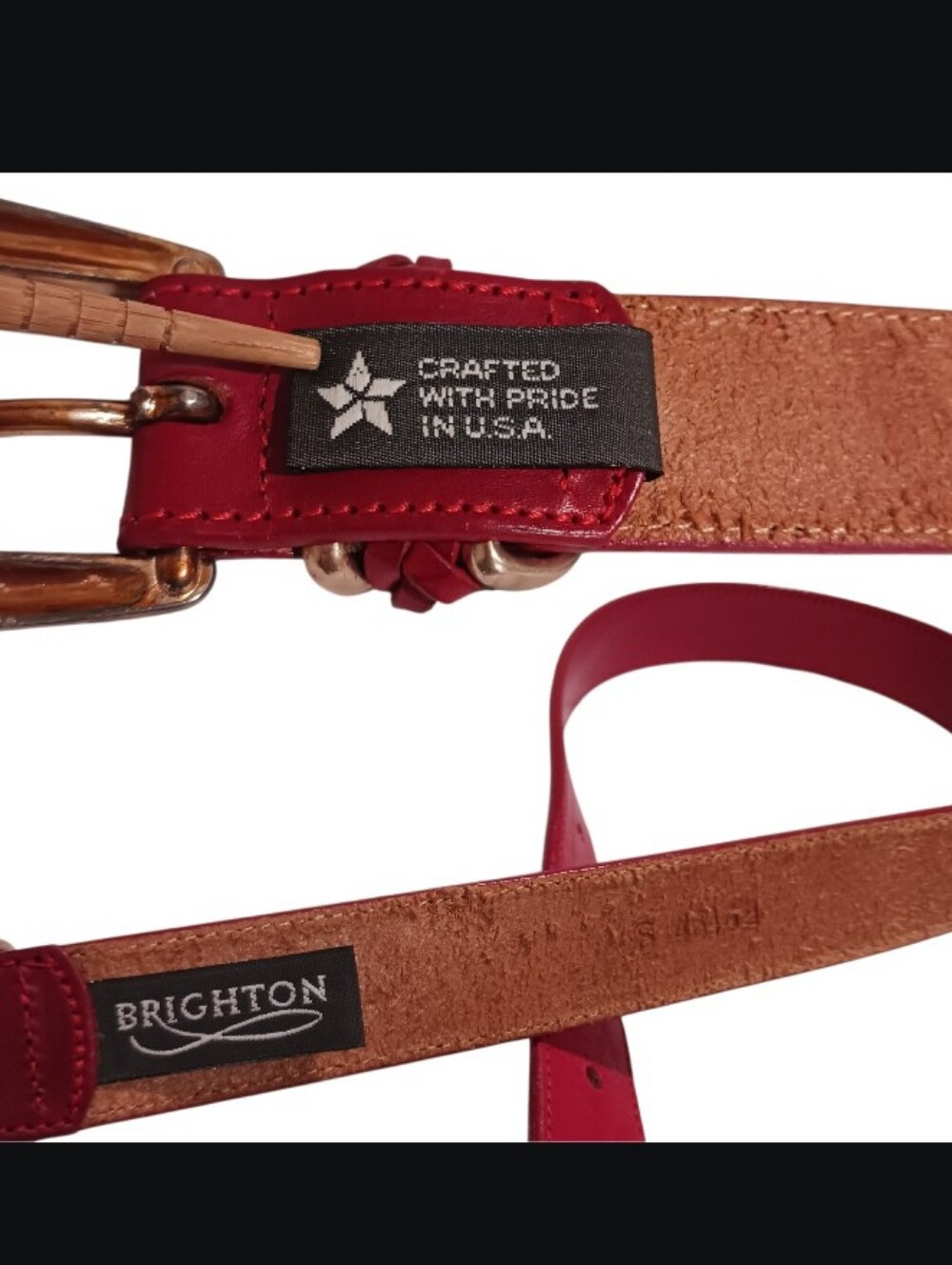 Vintage Brighton 1991 Red Leather Belt - Picture 9 of 9